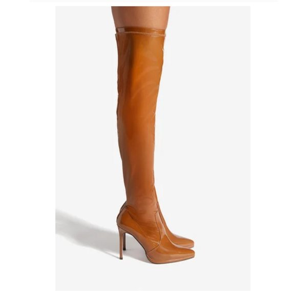 🆕 Over The Knee Stiletto Boot in Camel 8.5 - Picture 2 of 7